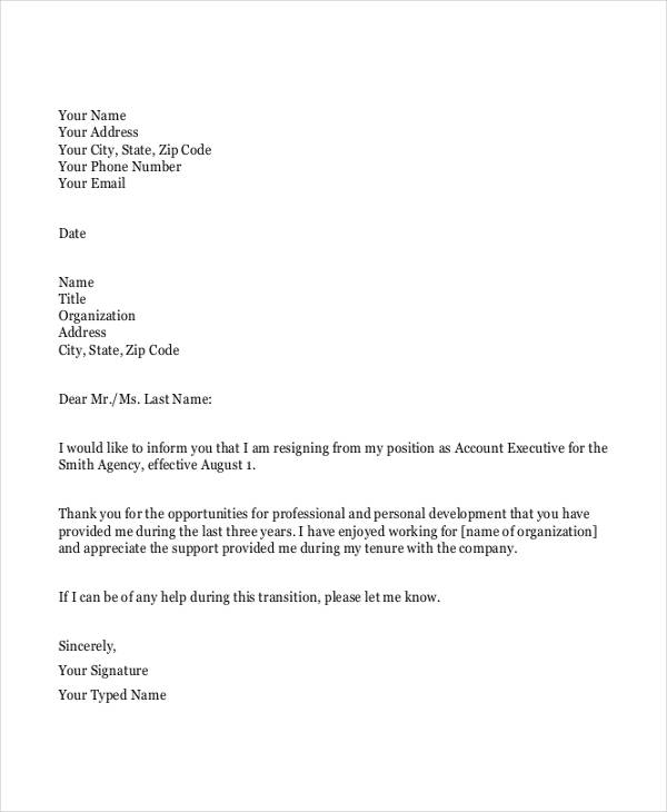 10+ Work Resignation Letter - Free Word, PDF Documents Download