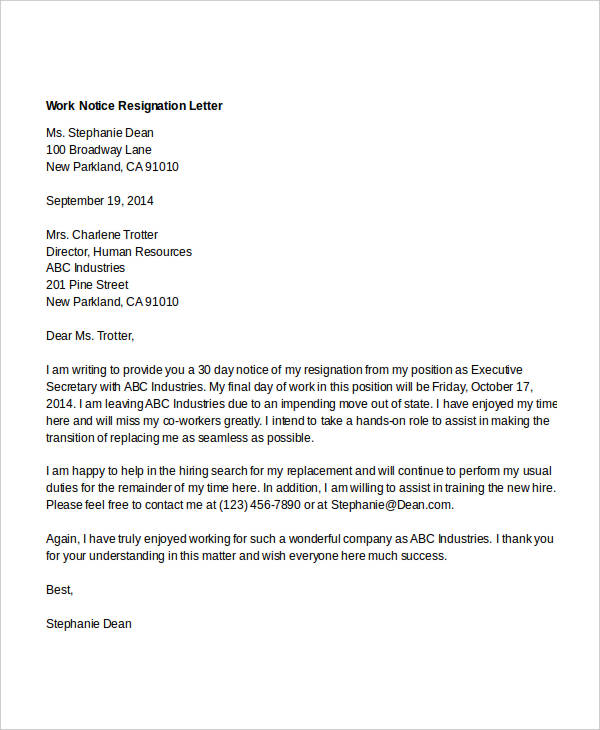 10 Work Resignation Letter Free Word Pdf Documents Download Free And Premium Templates 4194