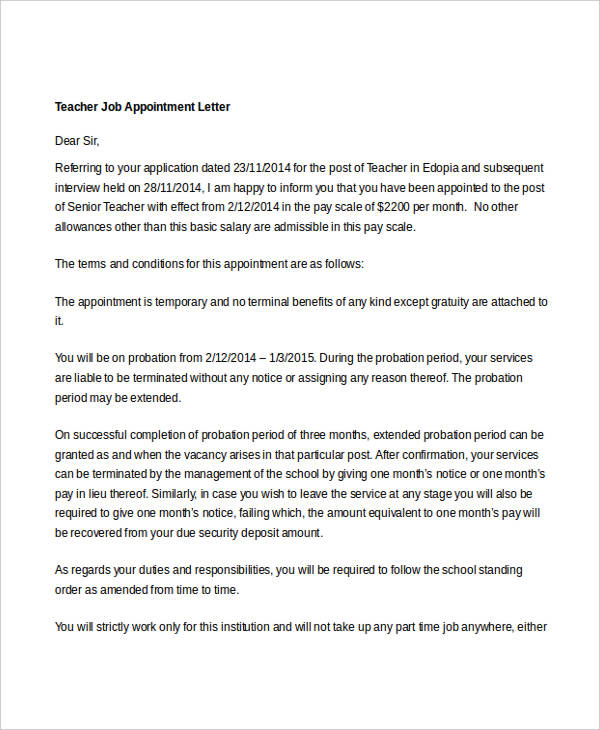 teacher job appointment letter1