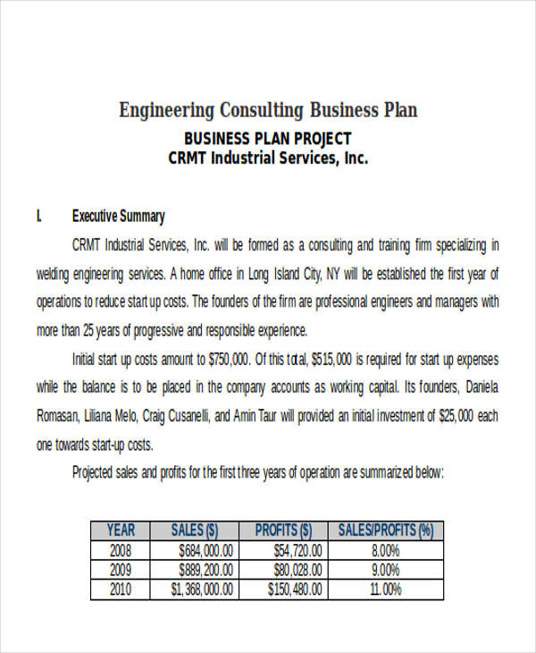 engineering consulting business plan template