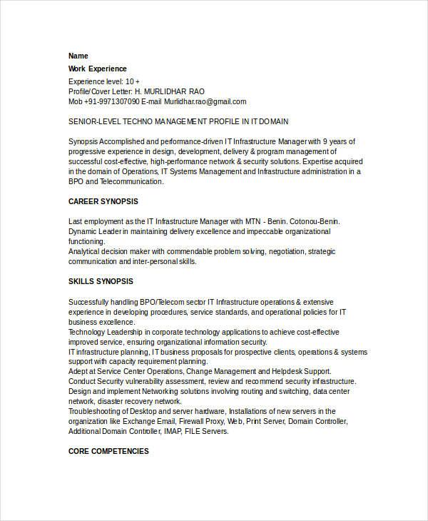 Basic IT Resume Template - 32+ Free Word, PDF Documents Download