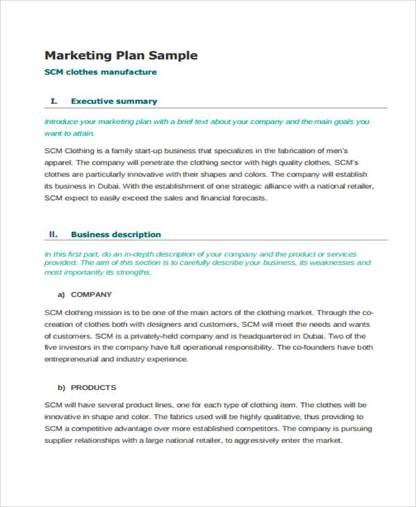 marketing plan example for retail store