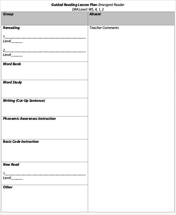 guided reading lesson plan