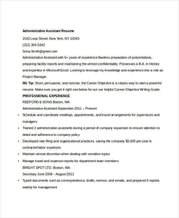 administrative assistant resume