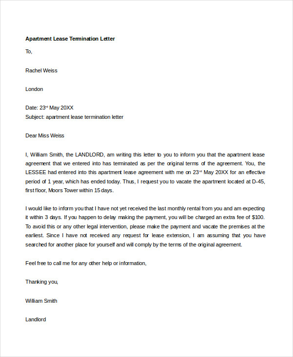 Termination Letter Format Templates