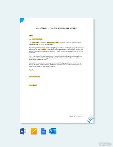 application letter for scholarship request template