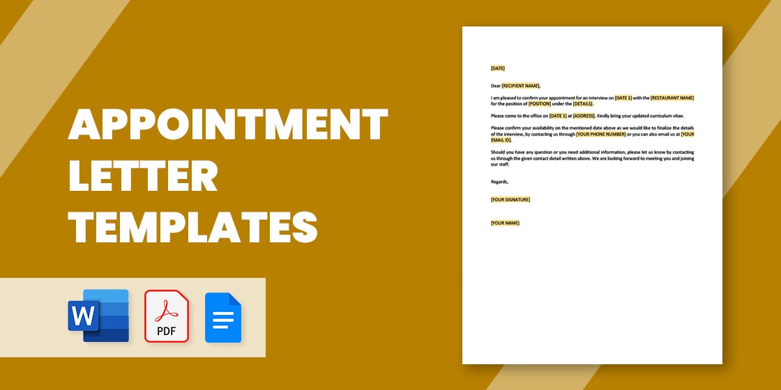 appointment letter templates – word pdf