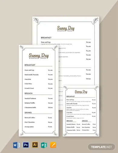 printable menu template