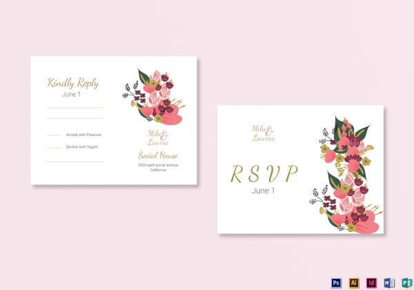 burgundy floral rsvp wedding card
