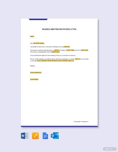 business meeting invitation letter template