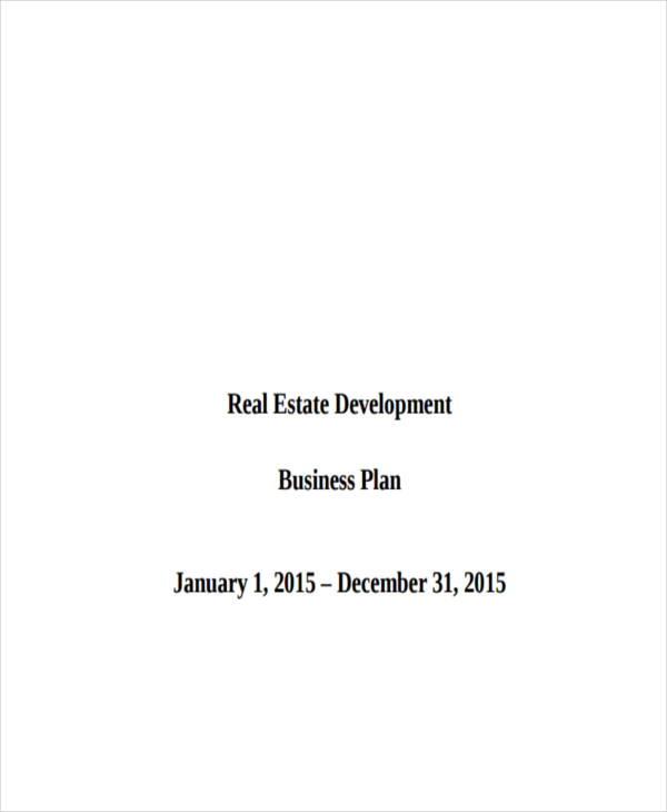 business plan for real estate development