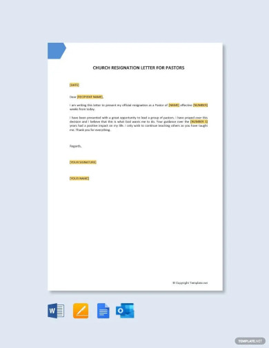 Church Resignation Letter Template - 13+ Word, PDF Document Download ...