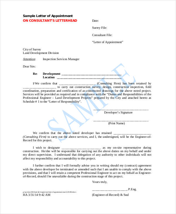 6+ Contractor Appointment Letter Templates - Free Samples, Examples ...