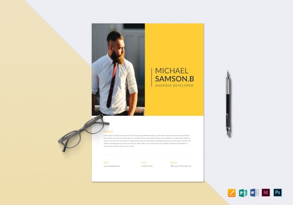 creative android developer resume template