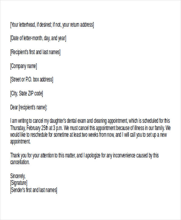 7+ Appointment Cancellation Letter Templates Free Samples, Examples