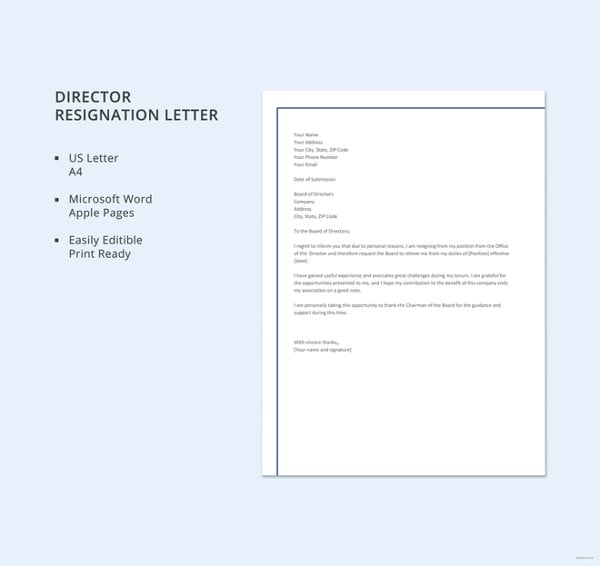 director resignation letter template