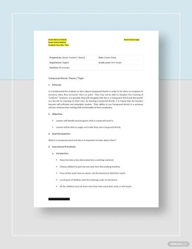 elementary lesson plan template