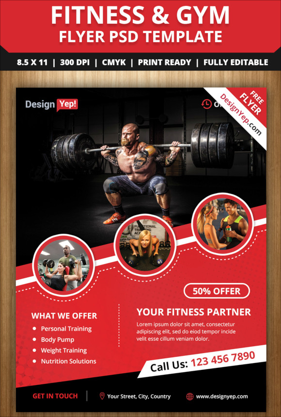 fitness gym flyer psd template
