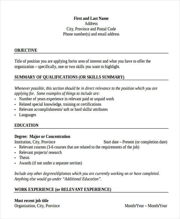 35 Resume Templates PDF DOC