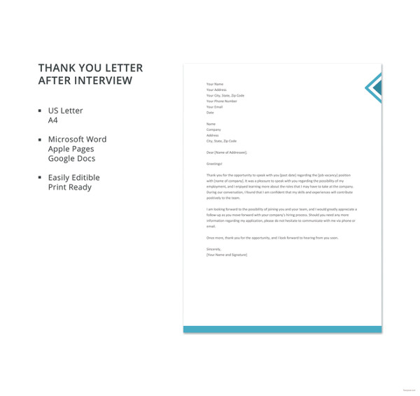 Sample Thank You Letters 60 Free Word PDF Documents