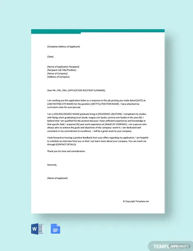 63+ Formal Application Letter Template