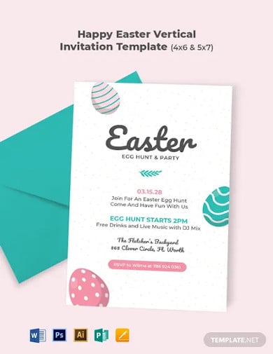 happy easter vertical invitation template