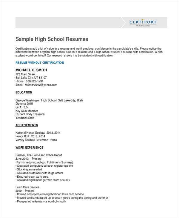 free high school resume templates microsoft word