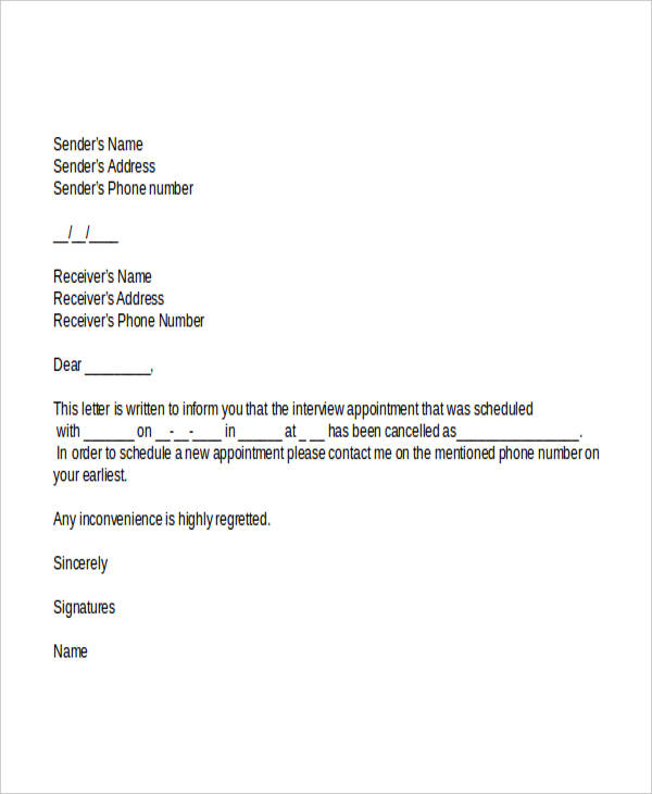 7+ Appointment Cancellation Letter Templates Free Samples, Examples