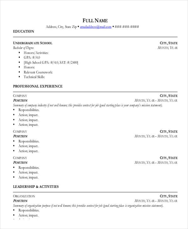 investment banking analyst resume