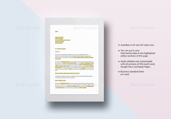 36 Simple Offer Letter Templates Free Premium Templates