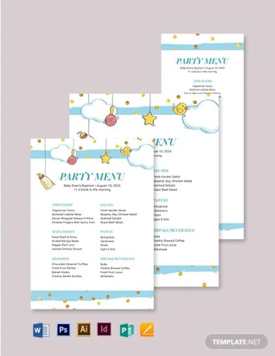 party-baptism-menu-template