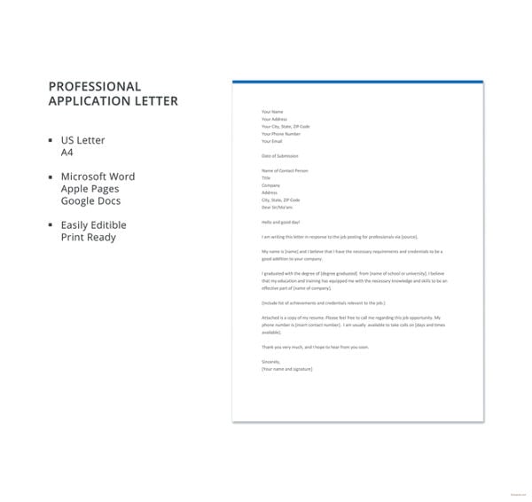 36 Application Letter Samples Free Premium Templates