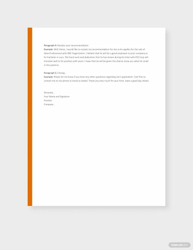 recommendation letter format template