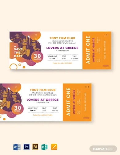 save the date movie ticket template
