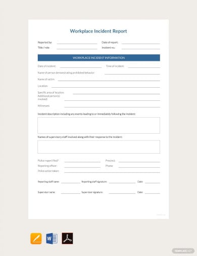 simple workplace incident report template