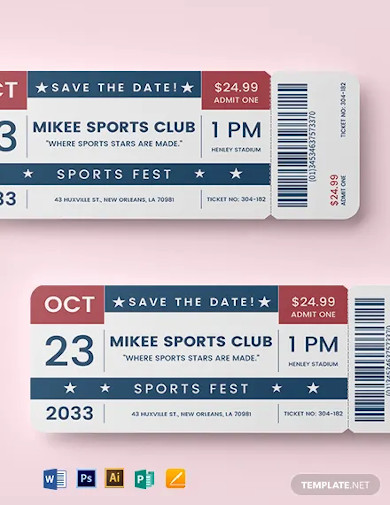 sports ticket save the date template