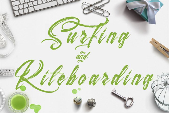 surfing kiteboarding brush font11