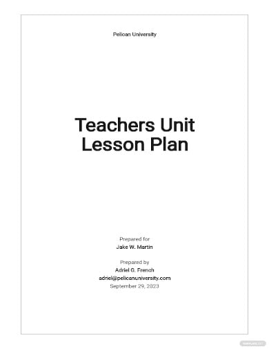 teachers unit lesson plan template