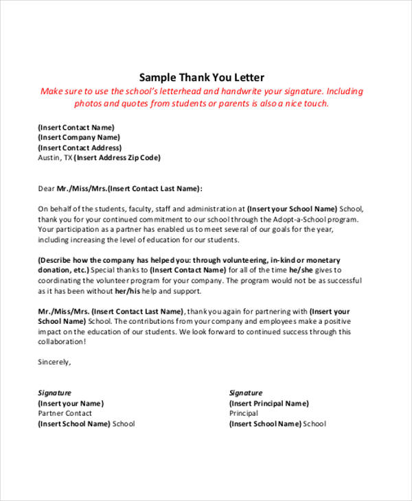 thank you letter to teacher from principal