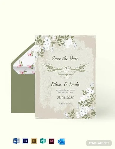 vintage wedding save the date card template