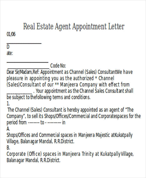 9+ Agent Appointment Letter Templates Free Samples, Examples Format