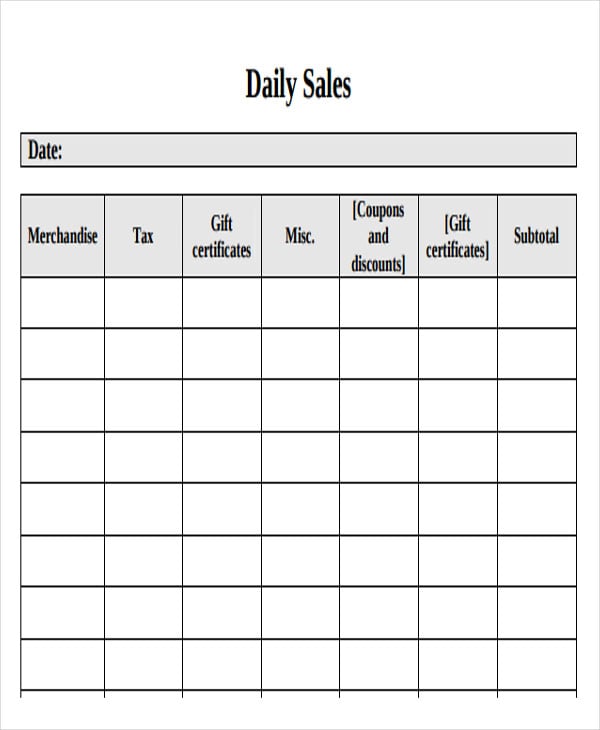 daily sales and expense report