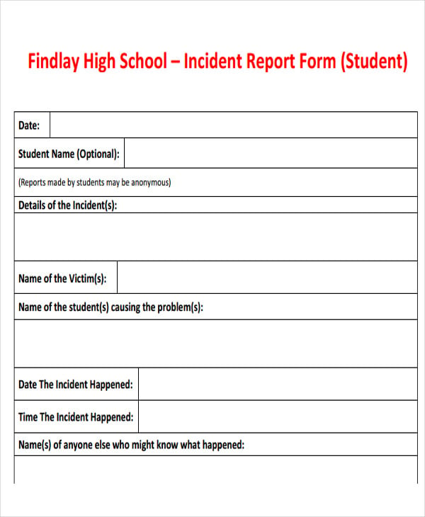 high school incident report