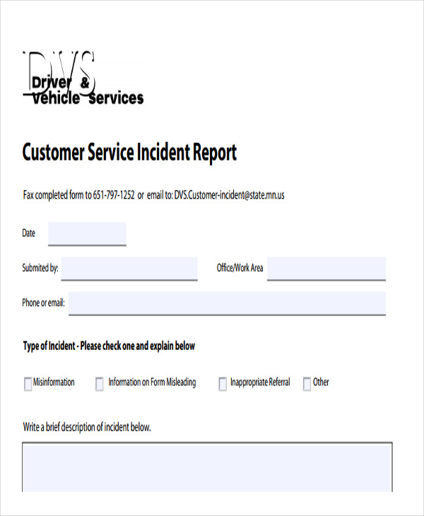 Image 3 for Customer Incident Report Form Template
