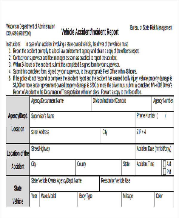 vehicle accident incident report