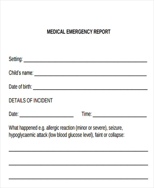 medical emergency incident report