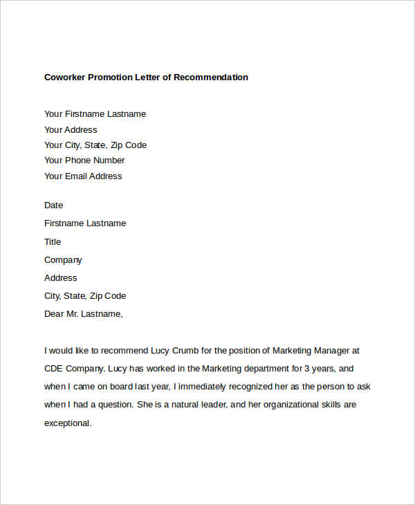 13 Coworker Recommendation Letter Templates Pdf Doc 4748