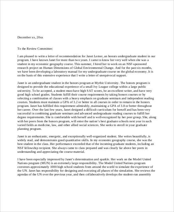 Academic Letter Of Recommendation Template from images.template.net