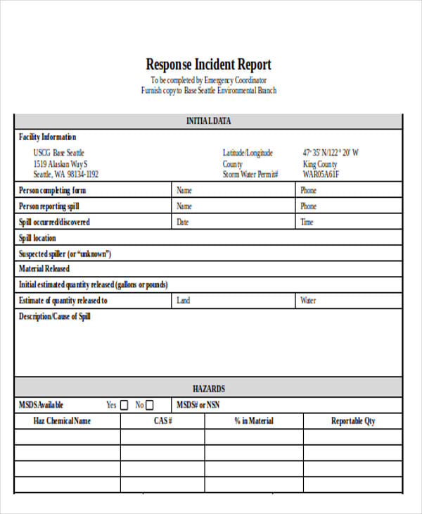 emergency response incident report