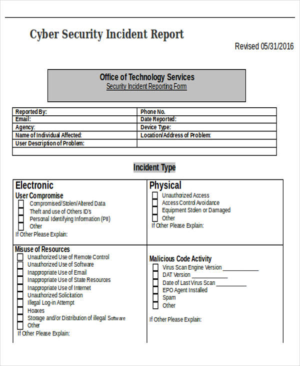 It Security Incident Report Sample PDF Template
